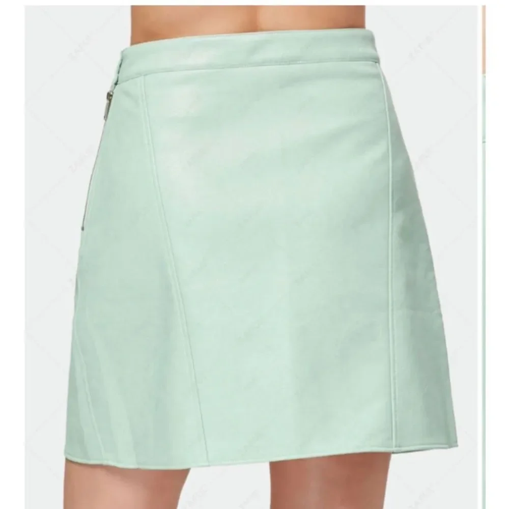 Zara Mint Green A-Line Faux Leather Skirt
